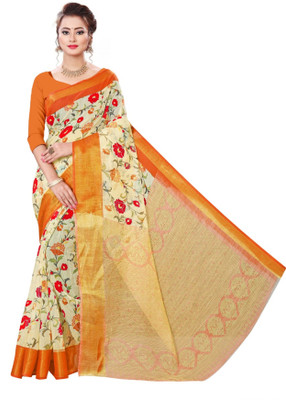 Grubstaker Self Design Handloom Cotton Silk Saree(Yellow)
