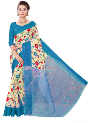 Grubstaker Self Design Handloom Cotton Silk Saree(Blue)