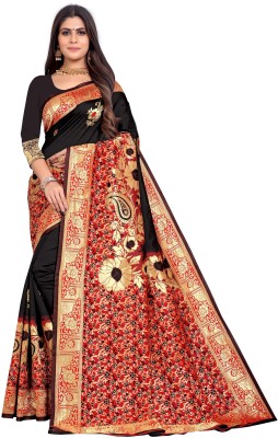 Vartul Enterprise Self Design Bollywood Jacquard Saree(Black)