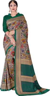 GLAM VILLA Printed Mysore Silk Blend, Chanderi Saree(Multicolor)