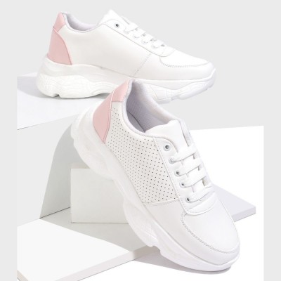 RapidBox Stylish & Trendy Sneakers For Women(White, Pink)