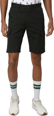 PETER ENGLAND Self Design Men Black Regular Shorts