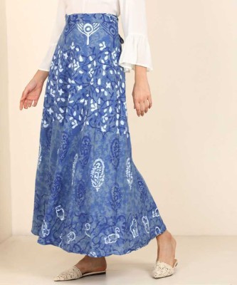 Matkewalazz Printed Women Flared Blue Skirt