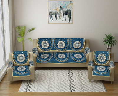 Multitex Cotton 3 Seater Sofa Floral Cover(Pack of 12 Blue)