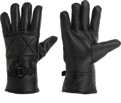 Kriti Adjustable Full Finger Warmer Bike Riding Winter Leather Gloves Riding Gloves(Black)