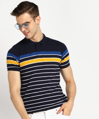 LAWMAN Striped Men Polo Neck Multicolor T-Shirt