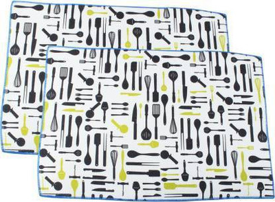DRUPE COLLECTION Rectangular Pack of 2 Table Placemat(Multicolor, Microfibre)