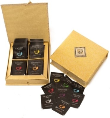 TEACURRY Premium Slimming and Detox Gift Box - Weight Loss Gift Set (16 Teabags) | Golden Box Assorted Herbal Tea Bags Festive Gift Box(16 x 1 Bags)