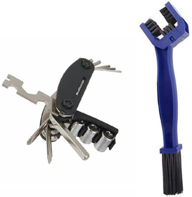PEDFIT Combo of Cycle Chain Cleaner Brush Tool Bike Chain Clean Brush and 13 in 1 Cycling Cycling toolkit and chain brush