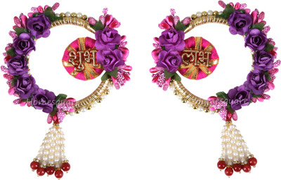 HOMESQUARE Shubh - Labh with Flower Border Toran(Artificial Flowers)