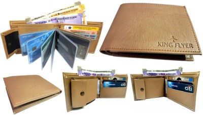 KINGFLYER Men Casual Beige Artificial Leather Wallet(9 Card Slots)