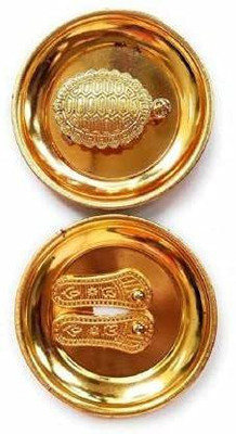 DHARMSAVI COLLECTION Combo of Laxmi Charan Paduka, Wish Fulfilling Tortoise, Jay Mata Laxmi Frame on Plate, Fengshui, Diwali Auspicious Items Pooja Kit Brass Yantra(Pack of 2)