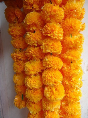 Goyal Traders Artificial Marigold Flowers Garlands For Decoration ( Pack Of 5 ) Yellow Marigold Artificial Flower(60 inch, Pack of 5, Garlands)