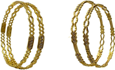 AARISAI Metal Gold-plated Bangle Set(Pack of 4)