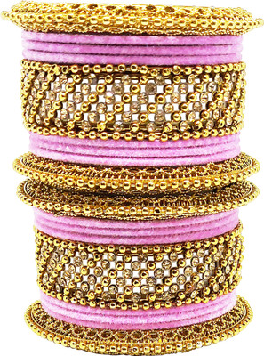Anahat collection Metal, Fabric Gold-plated Bangle Set(Pack of 18)