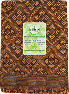 Feather Green Self Design Single Top Sheet for  Mild Winter(Polyester, Mustard)
