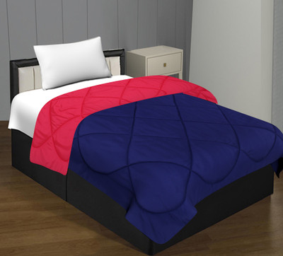 JAIPUR FABRIC Solid Single Comforter for  AC Room(Microfiber, Dark Pink Navy Blue)