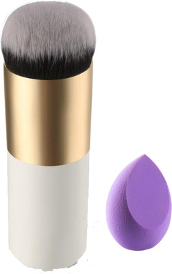 SMIETRZ Extra Soft Foundation Brush with Sponge puff blender - (Pack of )2(Pack of 2)