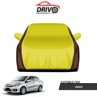 Drivo Car Cover For Honda Amaze (With Mirror Pockets)(Brown, Yellow)