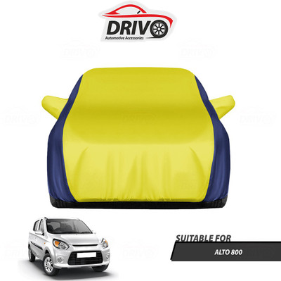 Drivo Car Cover For Maruti Alto 800 (With Mirror Pockets)(Blue, Yellow)