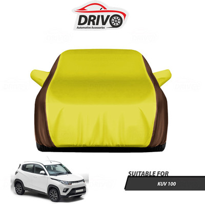 Drivo Car Cover For Mahindra KUV100 (With Mirror Pockets)(Brown, Yellow)
