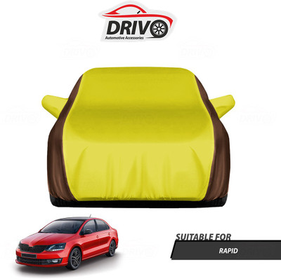 Drivo Car Cover For Skoda Rapid (With Mirror Pockets)(Brown, Yellow)