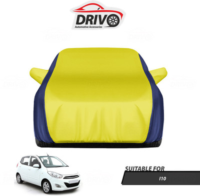 Drivo Car Cover For Hyundai i10 (With Mirror Pockets)(Blue, Yellow)