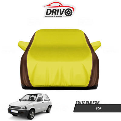 Drivo Car Cover For Maruti 800 (With Mirror Pockets)(Brown, Yellow)