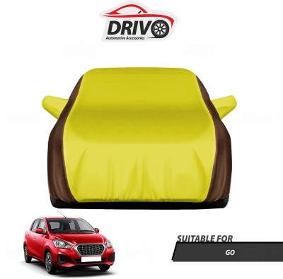 Drivo Car Cover For Datsun Go (With Mirror Pockets)(Brown, Yellow)