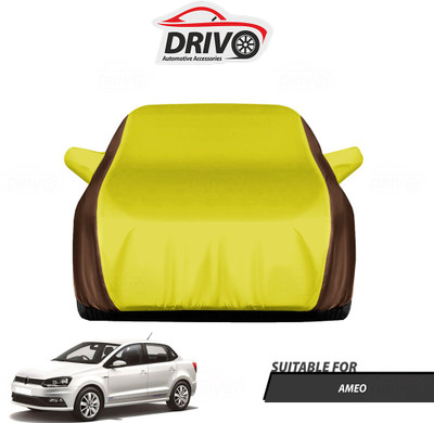 Drivo Car Cover For Volkswagen Ameo (With Mirror Pockets)(Brown, Yellow)