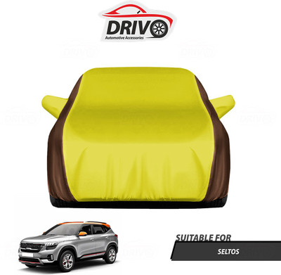 Drivo Car Cover For Kia SELTOS (With Mirror Pockets)(Brown, Yellow)