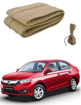 Auto Smart Look Hand Stiched Steering Cover For Honda Amaze(Beige, Leatherite)