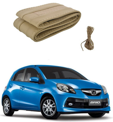 Auto Smart Look Hand Stiched Steering Cover For Honda Brio(Beige, Leatherite)