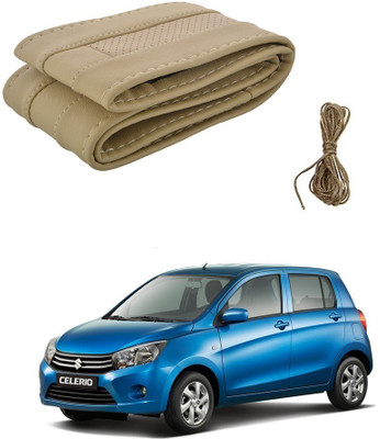 Auto Smart Look Hand Stiched Steering Cover For Maruti Celerio(Beige, Leatherite)