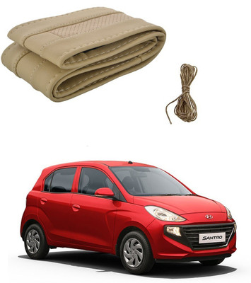 Auto Smart Look Hand Stiched Steering Cover For Hyundai Santro(Beige, Leatherite)