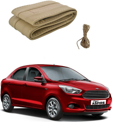 Auto Smart Look Hand Stiched Steering Cover For Ford Aspire(Beige, Leatherite)