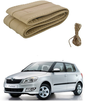 Auto Smart Look Hand Stiched Steering Cover For Skoda Fabia(Beige, Leatherite)