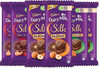 Cadbury SILK FRUIT & NUT , HAZELNUT, ROAST ALMOND Bars(6 x 28.5 g)