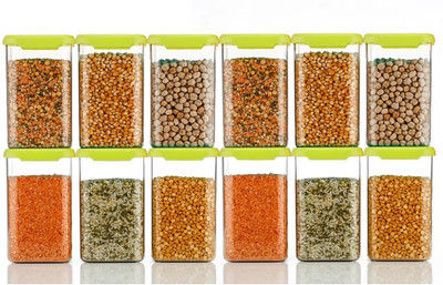 SKYLIFE Plastic Grocery Container  - 1100 ml(Pack of 12, Green)