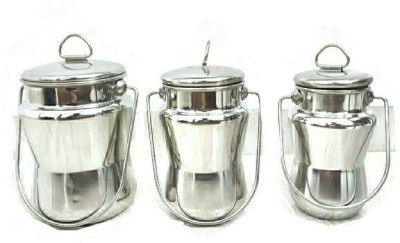 Santosh Enterprise Store Steel Milk Container  - 500 ml, 750 ml, 1.5 L(Pack of 3, Silver)