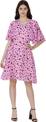 color world Women A-line Pink Knee Length Dress