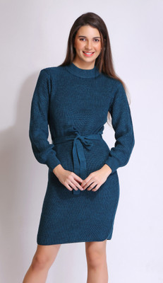 Joe Hazel Women Shift Dark Blue Above Knee/Mid Thigh Length Dress