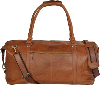 Mahetri Brown Leather Overnight Duffel Without Wheels