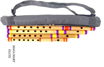 MAGA MART Musical Bamboo Flute G Scale A Scale C Scale B Scale Natural Bansuri & Free Carry Bag M.M Bamboo Flute(40 cm)