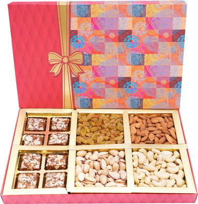 Ghasitaram Gifts Fruit n Nut Box of 4 Dryfruits and Sugarfree Bites Combo(400g)