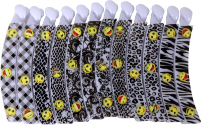 Shivarth Banana Hair Clip Comb Fashionable Printed Multi Design & Multi Smile Faces Twist Clip Hair Comb Claw Grips Clamp Banana Clips for Girl & Women ( Pack of 12 ) Banana Clip(Black, White)