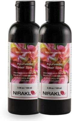 Nirakle Ayurvedic Hair Spa Value Pack | Neelibringadi Oil (Pack of 2) (100 ml x 2) Hair Oil(200 ml)