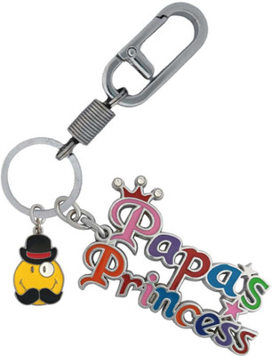 SHOKY LOOKS Multicolor Papa princess with yellow smiley mustache along with best quality locking lock Key Chain