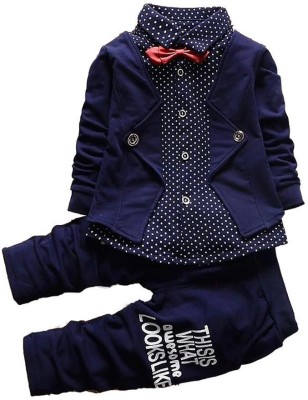 CELEUM Baby Boys Party(Festive) Blazer Pant, Shirt, Bow Tie(blue)