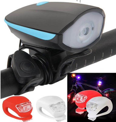 DSTECHBAR Rechargeable Bicycle Headlight + Horn and Blinker Tail light With 3 Light Mode LED Front Rear Light Combo(Red, Blue, White) DSTECHBAR Rechargeable Bicycle Headlight + Horn and Blinker Tail light With 3 Light Mode LED Front Rear Light Combo(Red, Blue, White)